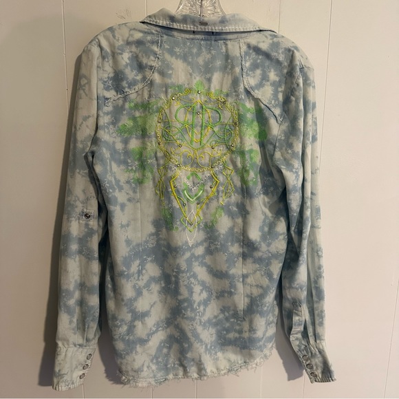 ROAR Western Wear Button Front Rhinestone Top - Picture 3 of 7